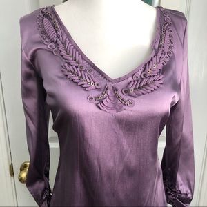 ElieTahari Lavender Silk Top v-neck 3/4 sleeve XS Elie Tahari NWT